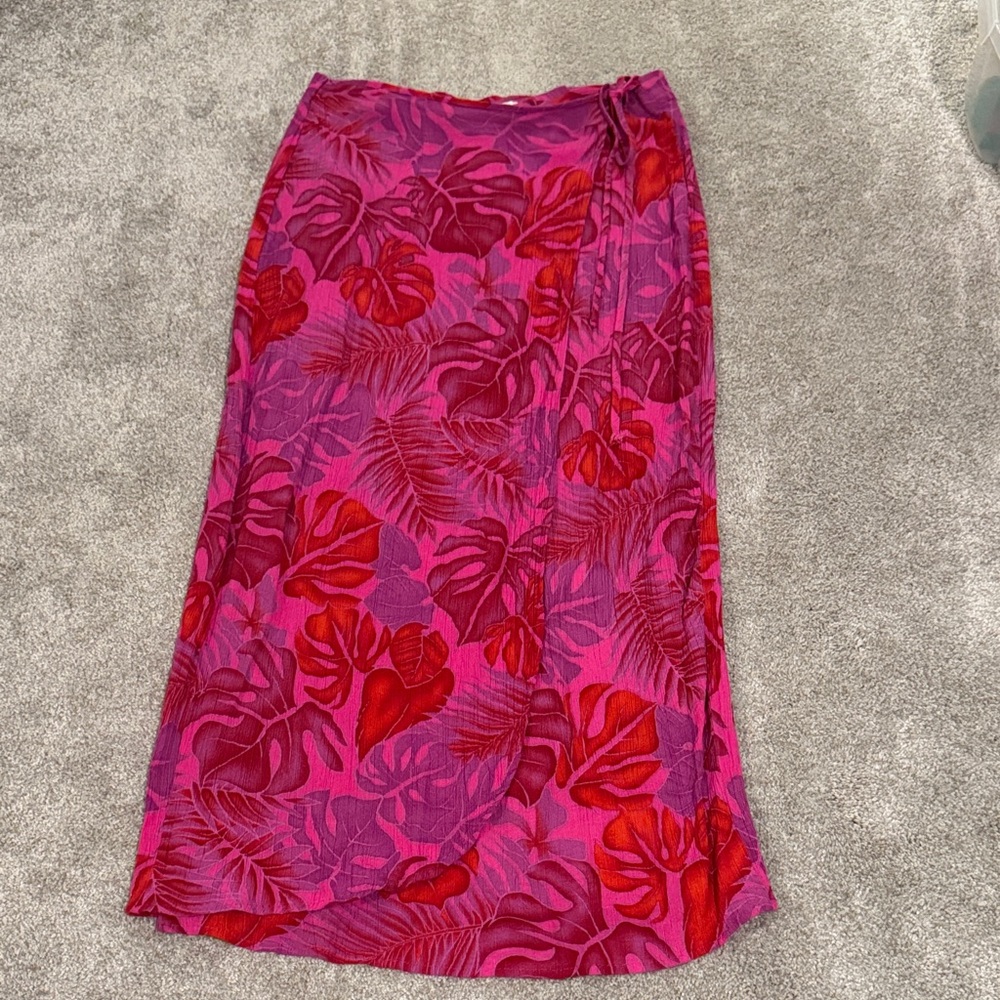 Tropical Pink and Red Wrap Skirt